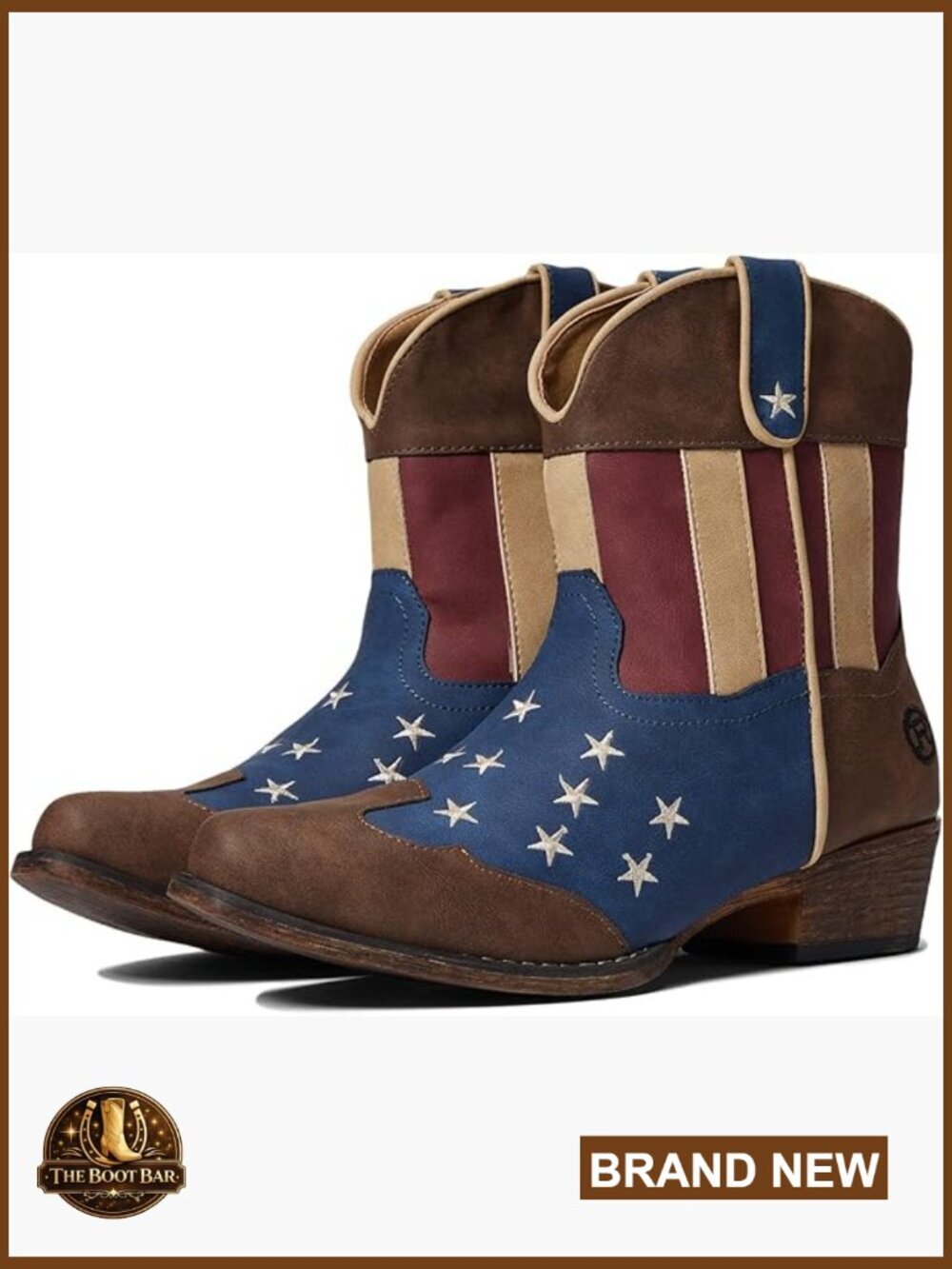 Women's Snip Toe Western Ankle Boots with Embroidery, Pull-On Style